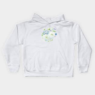 abstract green and blue flowers arrangement Kids Hoodie